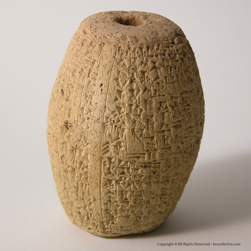Royal Inscription of Sin-Iddinam – Babylonian terracotta Cuneiform Barrel Babylonia, ca. 1850-1843 B.C.